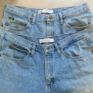 Lot Of 2! Lee Relaxed Fit Jeans 36x30 Mens Light Wash Denim Pants Classic Casual